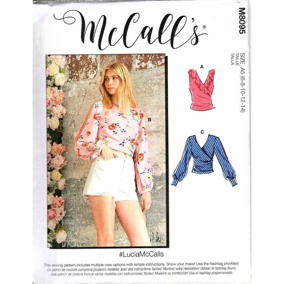 McCall's M8095 Misses 6 to 14 Lucia Easy Tops Uncut Sewing Pattern New - Picture 1 of 2
